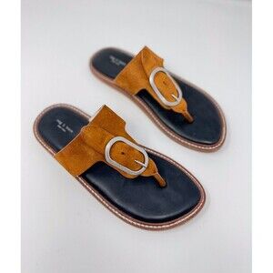 Rag Bone Flat Black Leather Ansley Thong Flip Flop Sandals Slides 37.5 US 7.5